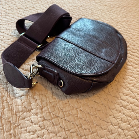 NWOT Arlington Milne Zara Saddle Bag in Purple/Plum, Gold Hardware, Pink Lining - Picture 3 of 12